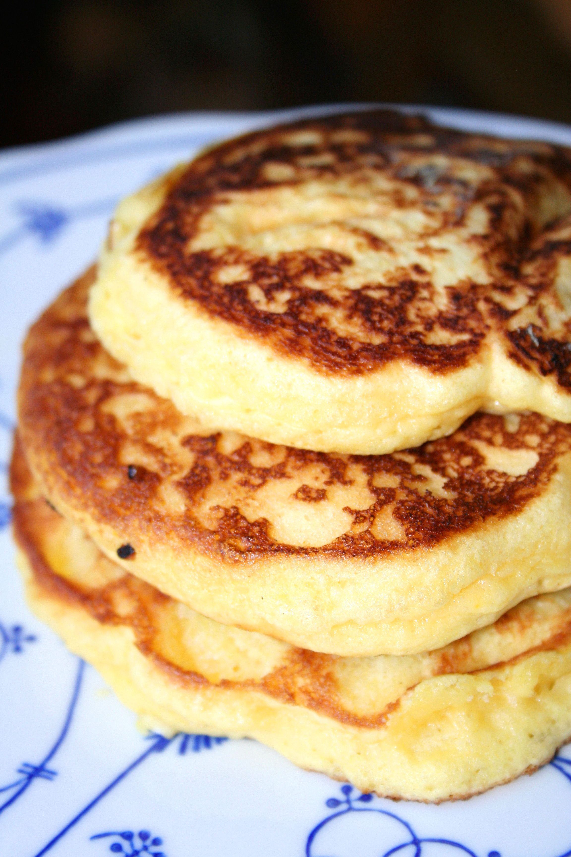 Finished pancakes in a stack