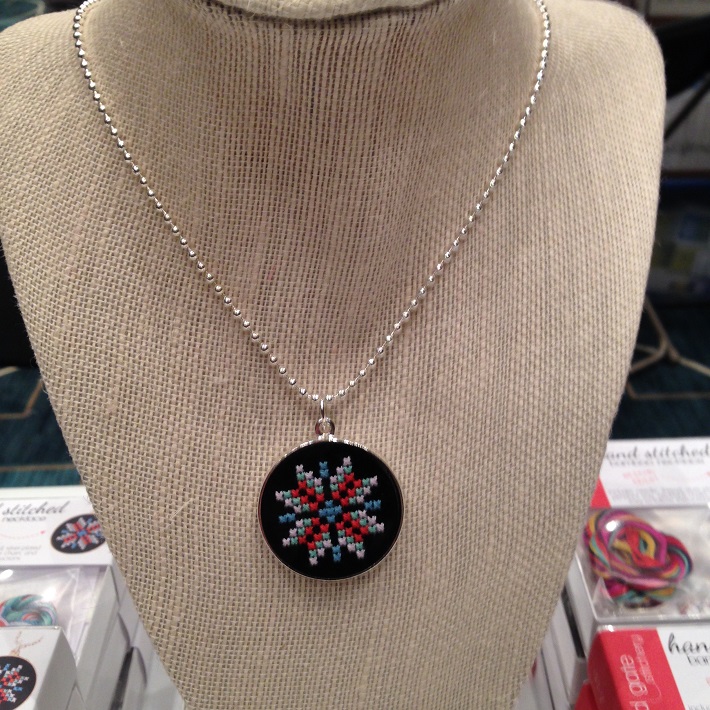 Red Gate Stitchery cross-stitch necklace