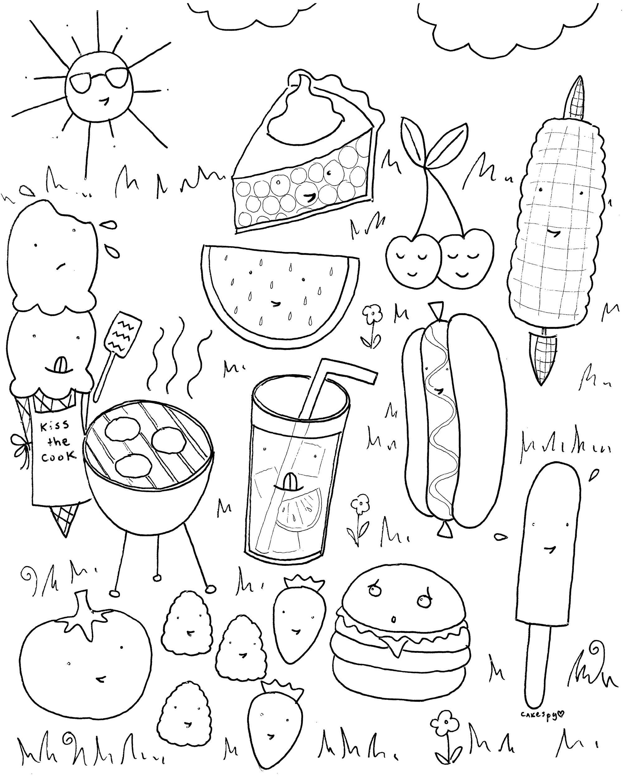 Summer fun coloring book pages