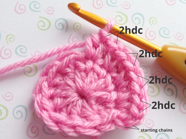 Starting round 2 of the crochet tulip petal