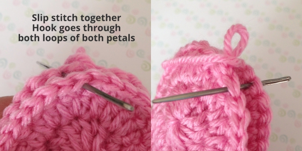 Joining the petals of the crochet tulip together