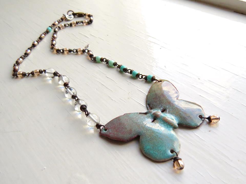 Necklace with wire-wrapped bead chain