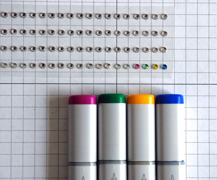 Sample of colored rhinestones