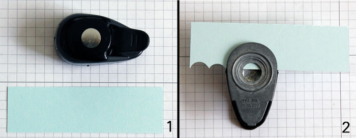 Steps 1 and 2 using circle punch to create waves