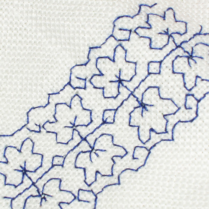 Blackwork embroidery band sample