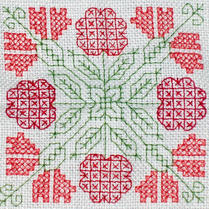 Blackwork embroidery with fillings
