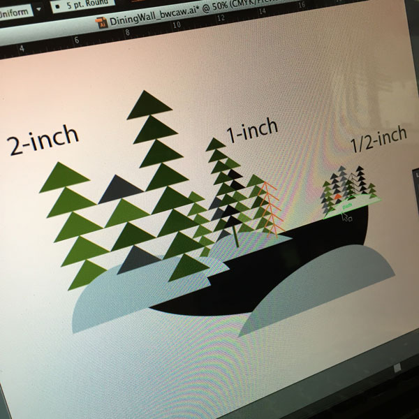 My digital sketch in Adobe Illustrator, with sizes added for reference