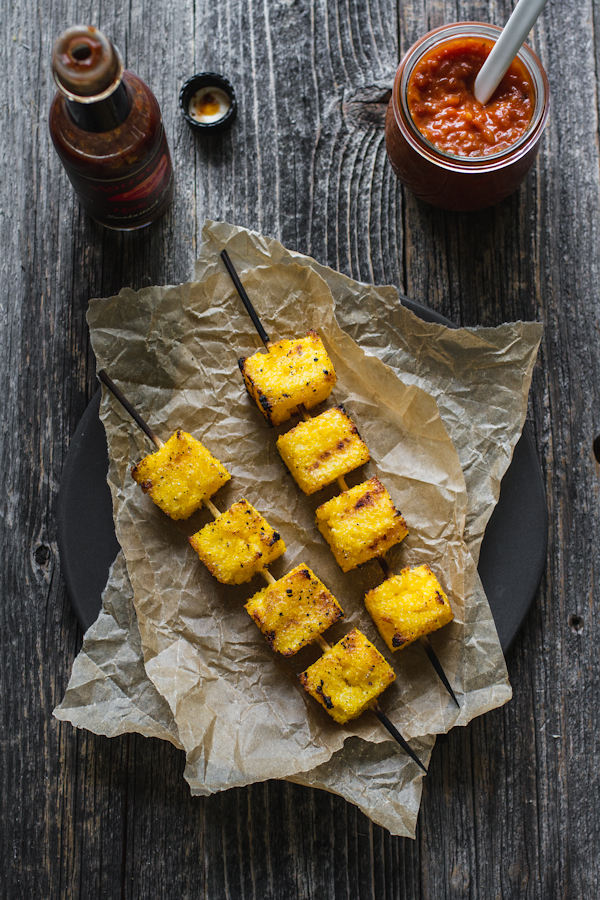 Grilled Polenta and Peach Barbecue Sauce