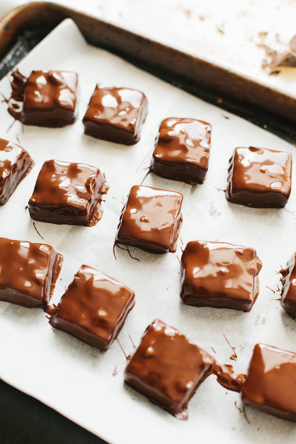 photo of melted chocolate on a baking sheet