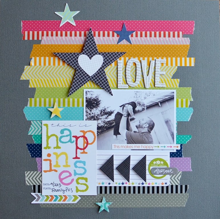 Use washi to create scrapbook background