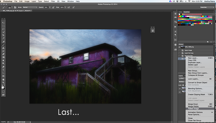 flattening the barn image in photoshop