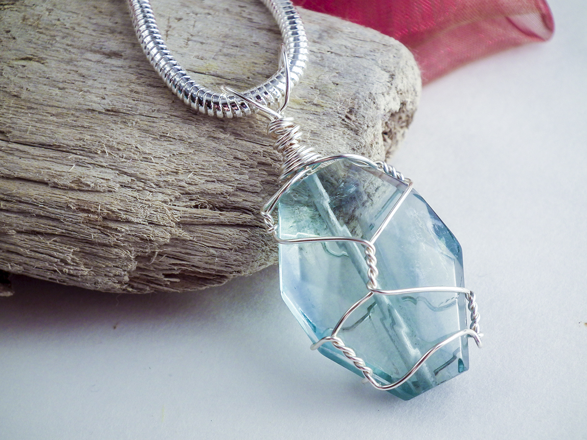 Wire-wrapped Fluorite pendant