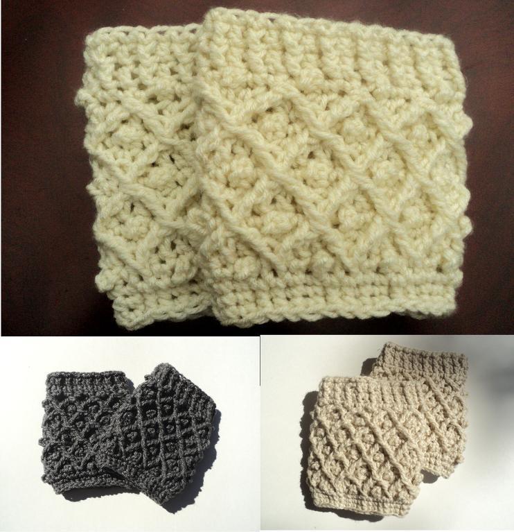 diamond stitch crochet boot cuffs