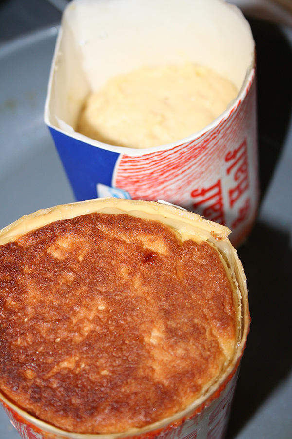 Time to flip a thick pancake