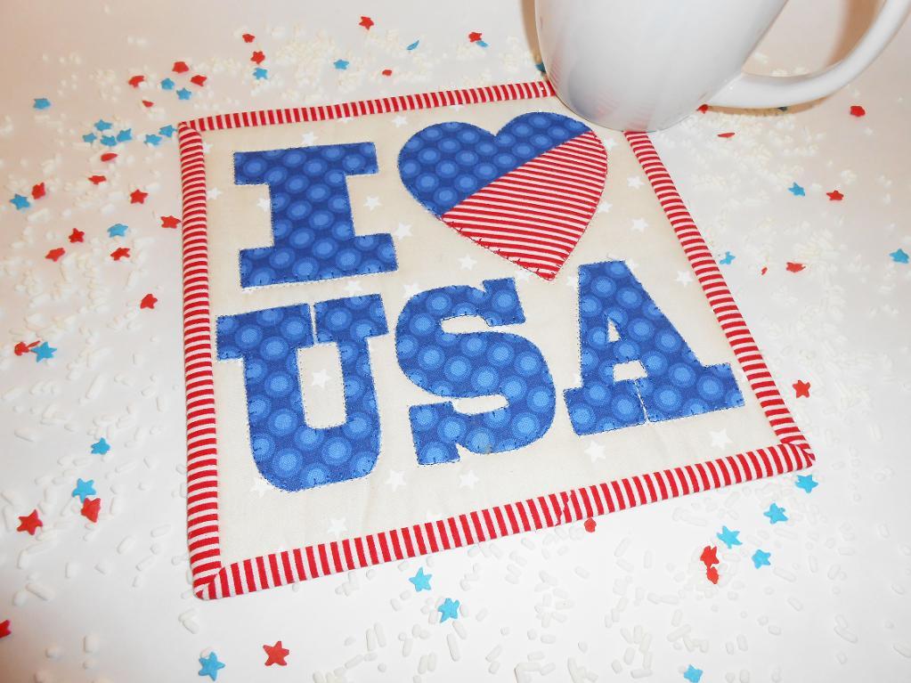 I Heart USA Mug Rug Pattern