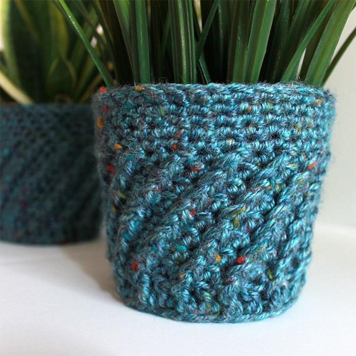 Spiral Crochet Planter Cover FREE Pattern