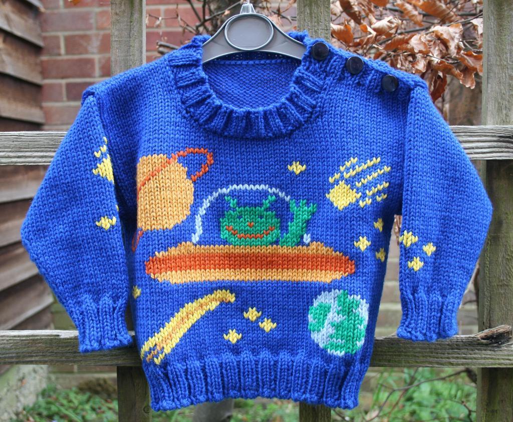 Aliens in Space Sweater Knitting Pattern