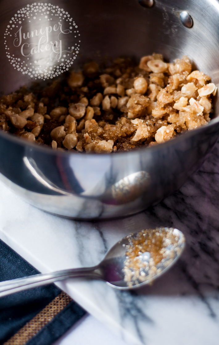 Mixing hazelnut praline ingredients