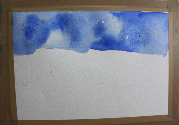 beginning of watercolor painting