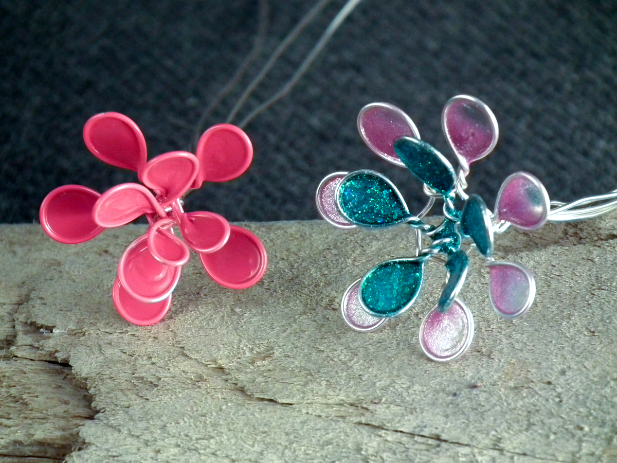 stacked wire nail polish flowers