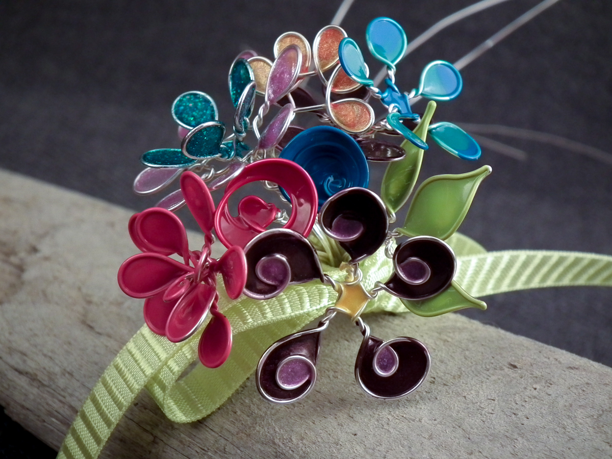 wire nail polish flower bouquet