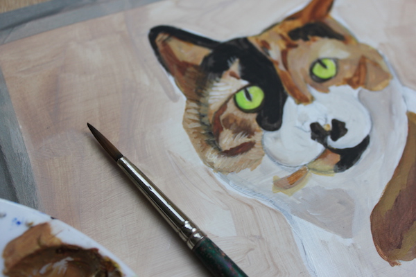 Acrylic Cat Painting