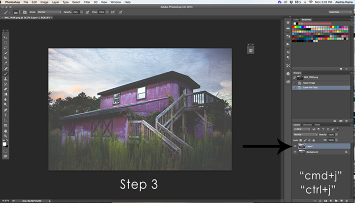 barn image in photoshop duplicating layer