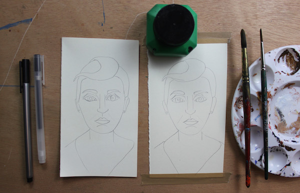 Two drawings with tools for tutorial