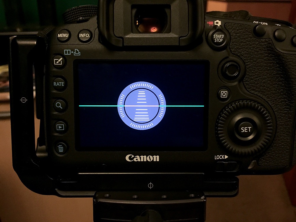 Level displayed on a Canon 5D MkIII LCD screen.