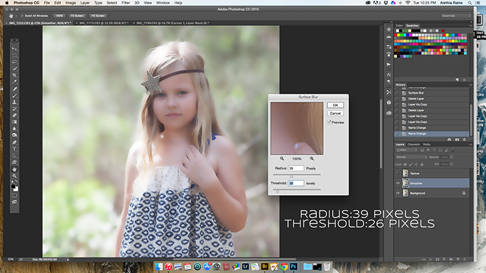 Settings for Surface Blur Filter