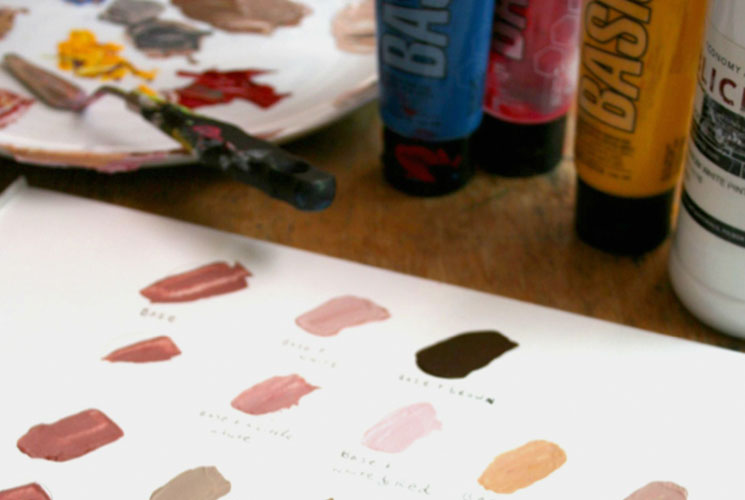 mixing skin tone acrylic paints