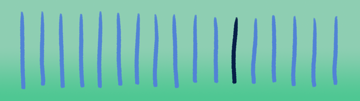 A darker stripe jumps out from a row of lighter ones