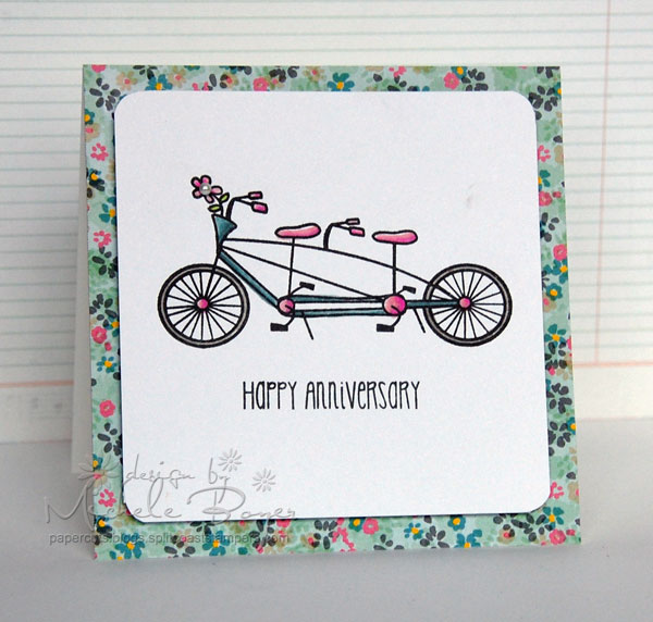 "Happy Anniversary" card with front and center bicycle image