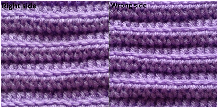 Half double crochet using back loops only