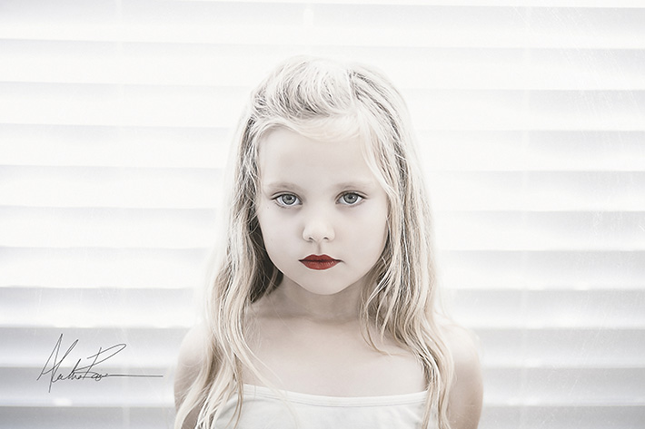 Photo of Girl in White with Red Lips