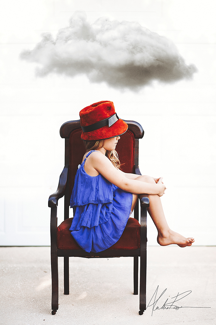 Photo of Girl in Purple Dress and Orange Hat