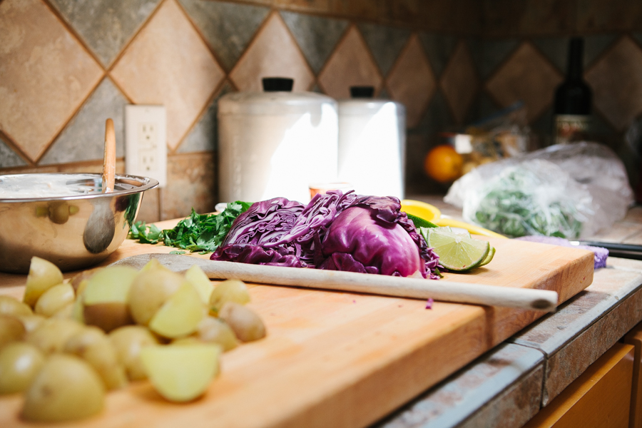 Chopping fresh ingredients