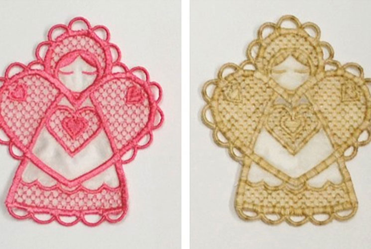 machine embroidered angels