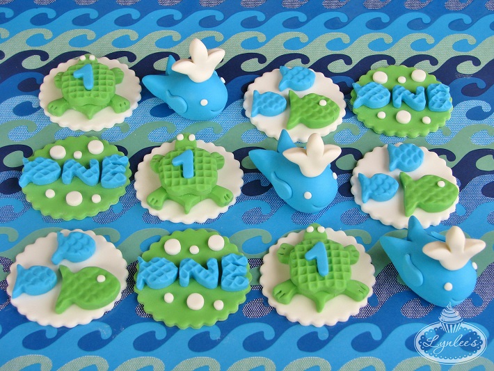 Sea fondant cupcake topper collection