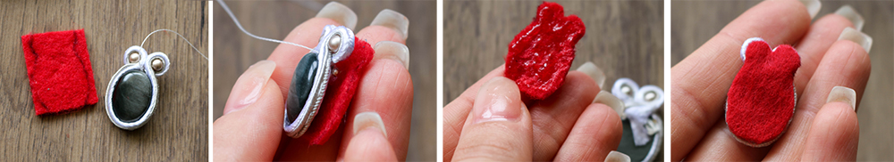 Soutache Necklace tutorial-glue on the felt back