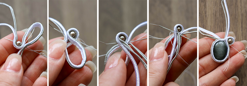 Soutache Necklace tutorial-secure the first loop to the back