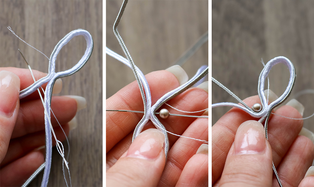 Soutache Necklace tutorial-stich on the pearl