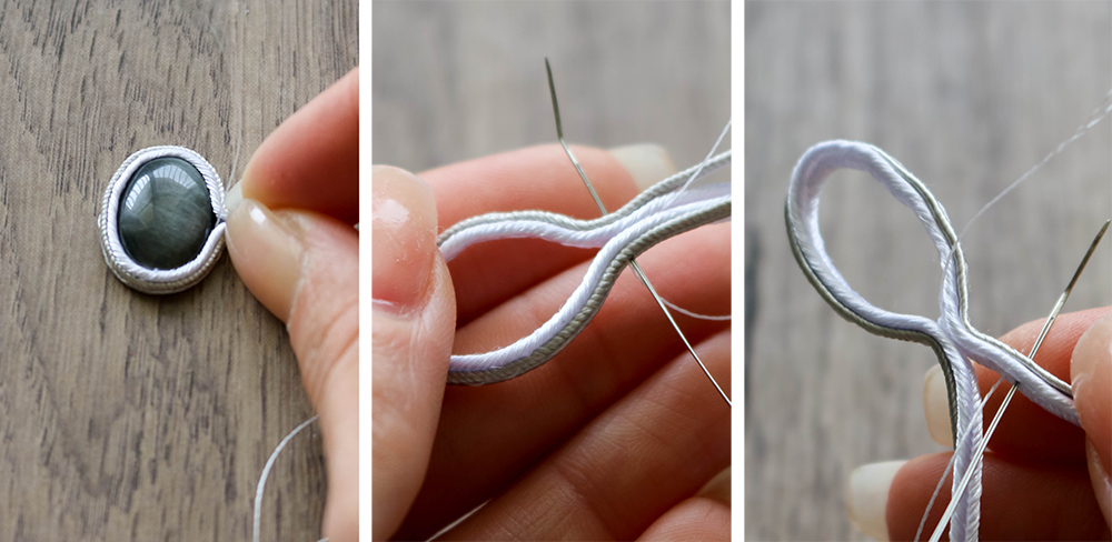Soutache Necklace tutorial-stick both ends together to form a loop