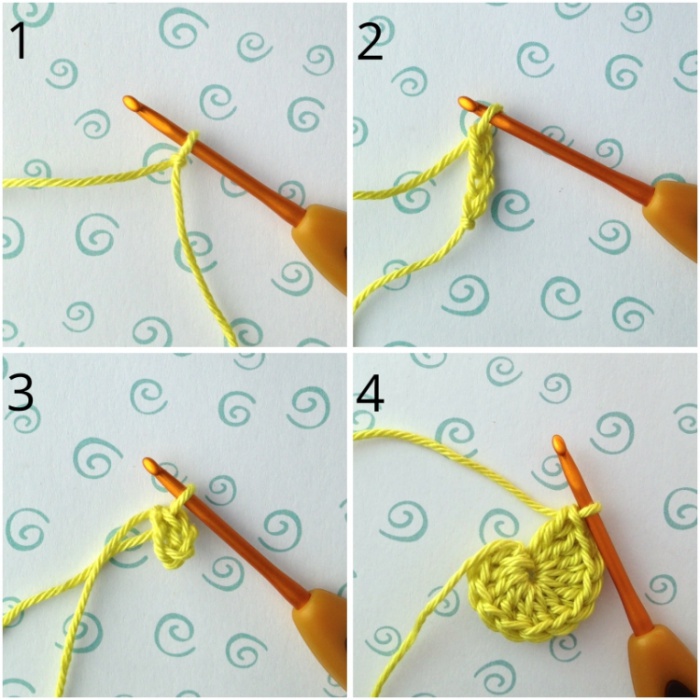 Start crocheting buttons by crocheting in the round