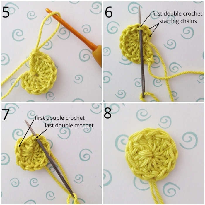 Use an invisible join on crochet buttons