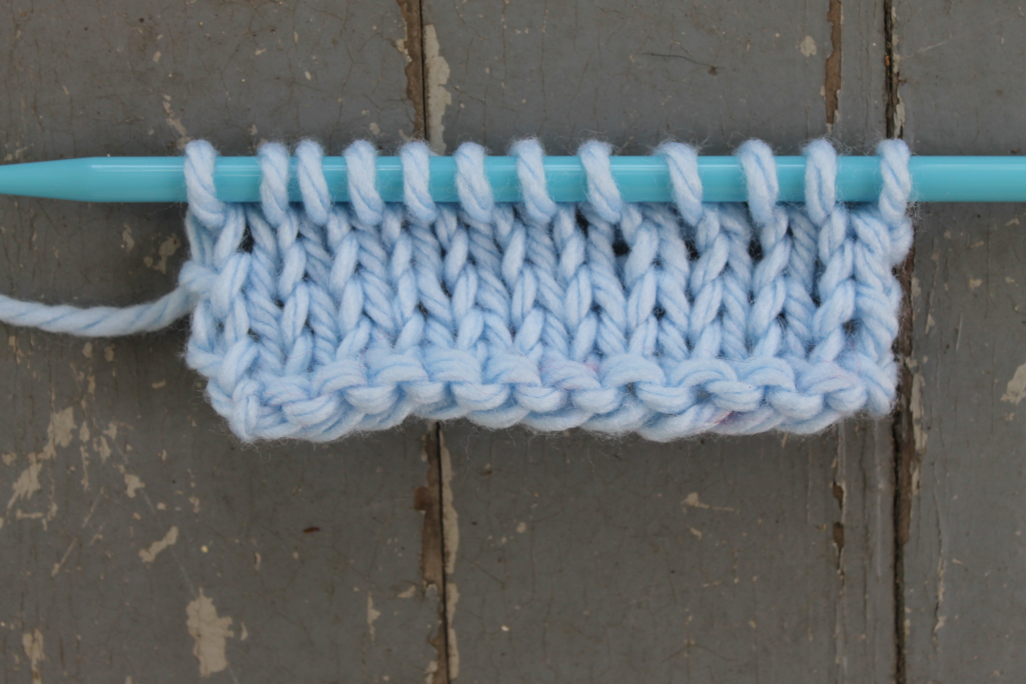 Stockinette stitch knitting swatch