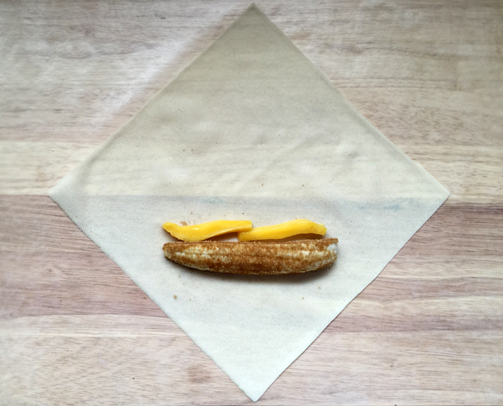 Banana and jackfruit on lumpia wrapper