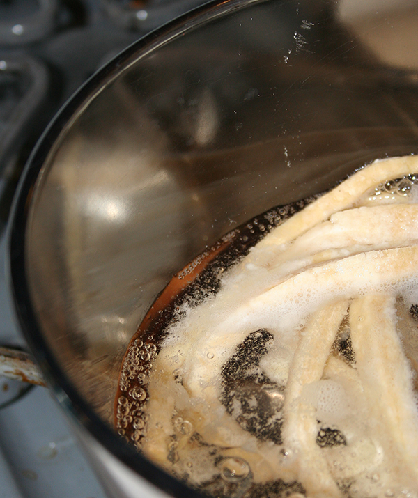 Cook homemade pasta for 2-3 minutes