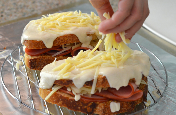 Building a Croque Monsieur Sandwich