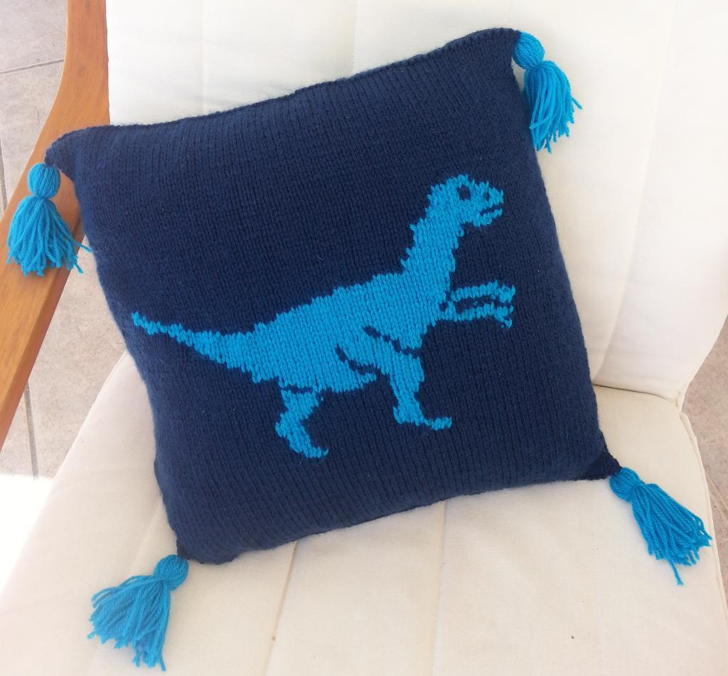 Velociraptor Dinosaur Pillow Knitting Pattern